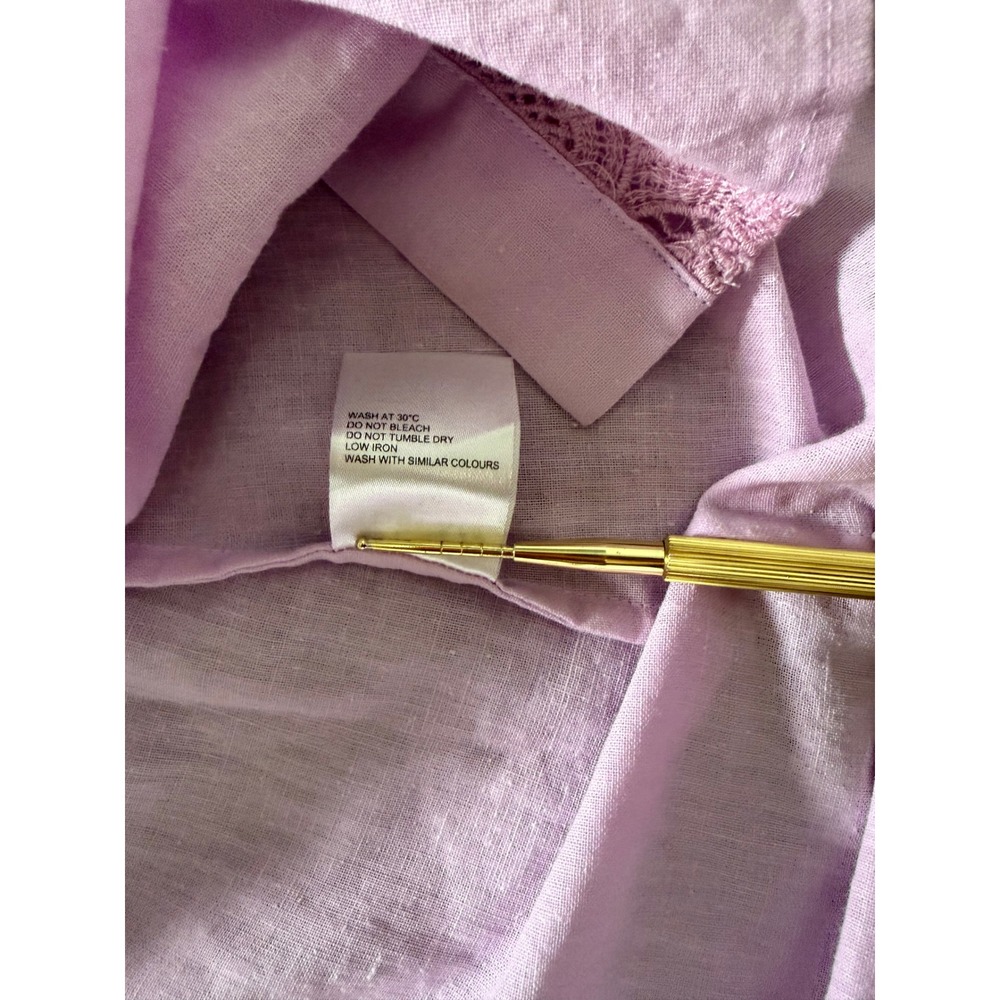 Dream Catcher Lilac Pink Ramie Crochet Lace Belted Shirtdress NWT Size M - Picture 11 of 16
